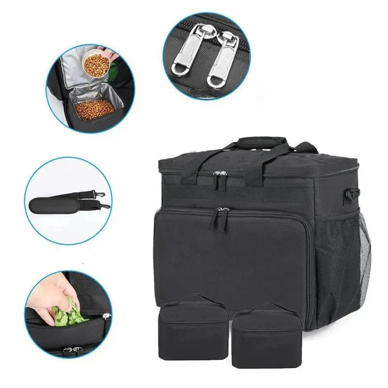 Sac de Voyage Entièrement équipé Pour Chiens et Chats, Avec Bacs à Croquettes - Sac de Transport pour Chat