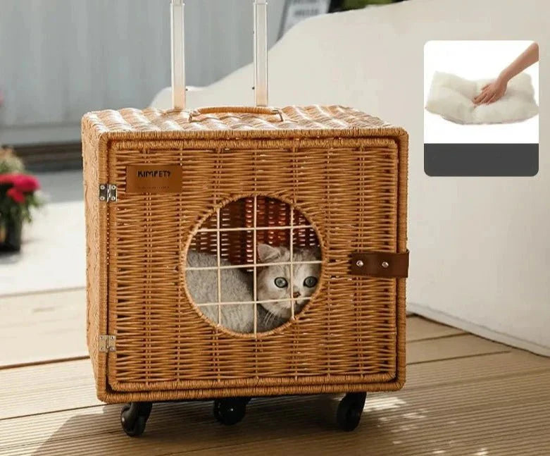 Valise à roulette tressée - Sac de Transport pour Chat