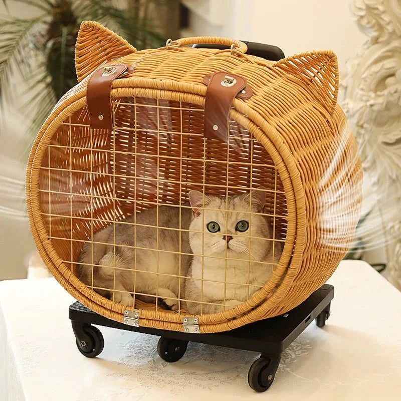 Valise à roulette tressée - Sac de Transport pour Chat
