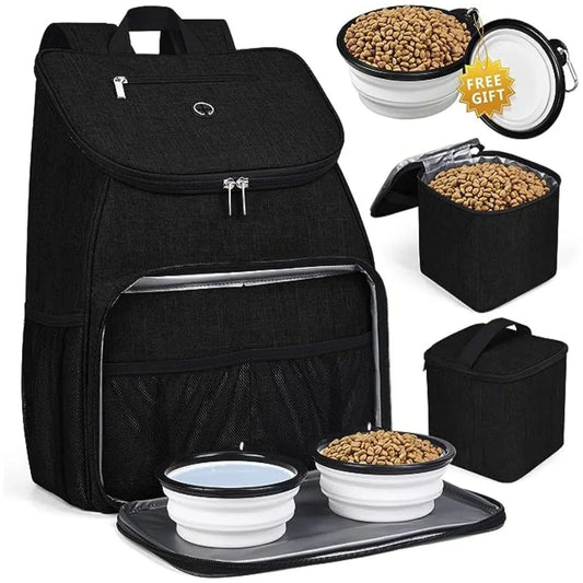 Sac à Dos de Voyage Avec Récipients Pour Croquettes, Gamelles Offertes - Sac de Transport pour Chat