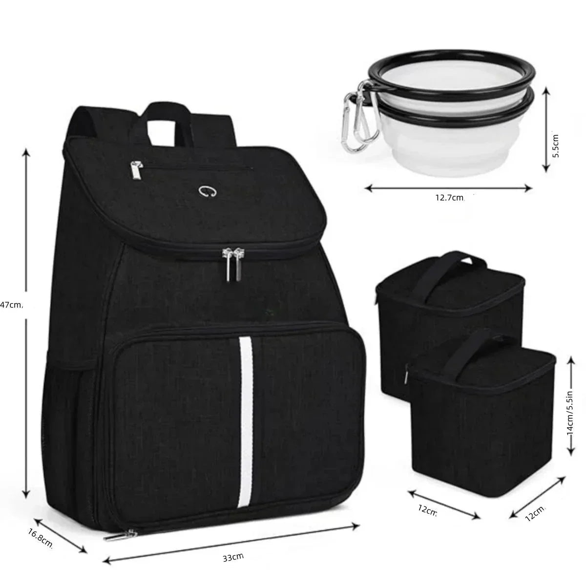 Sac à Dos de Voyage Avec Récipients Pour Croquettes, Gamelles Offertes - Sac de Transport pour Chat