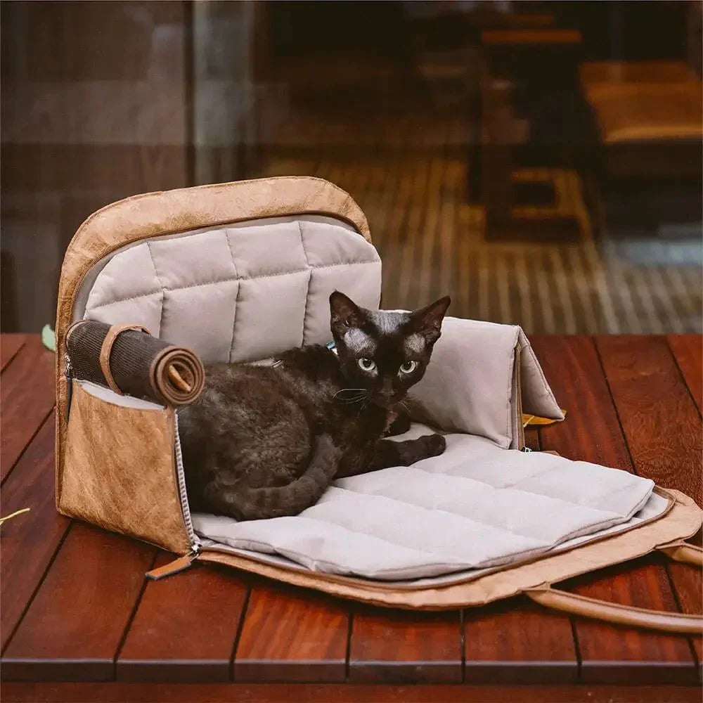 Sac de transport rigide en cuir durable pour chien et chat - Sac de Transport pour Chat