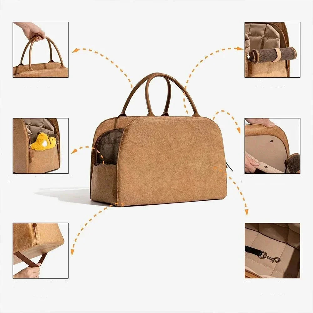 Sac de transport rigide en cuir durable pour chien et chat - Sac de Transport pour Chat