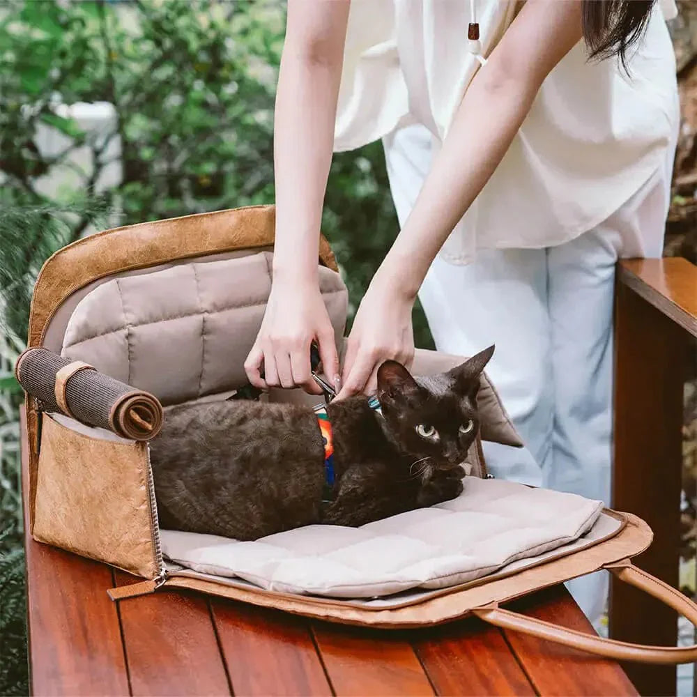 Sac de transport rigide en cuir durable pour chien et chat - Sac de Transport pour Chat