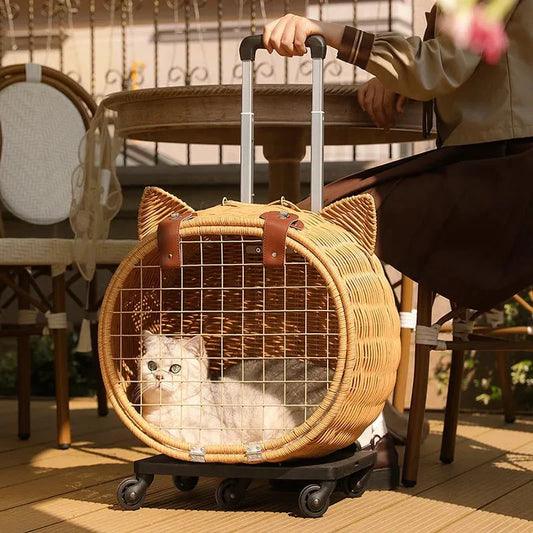 Valise à roulette tressée - Sac de Transport pour Chat