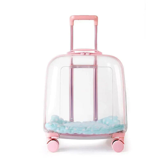 Valise à roulette transparente pour chat - Sac de Transport pour Chat