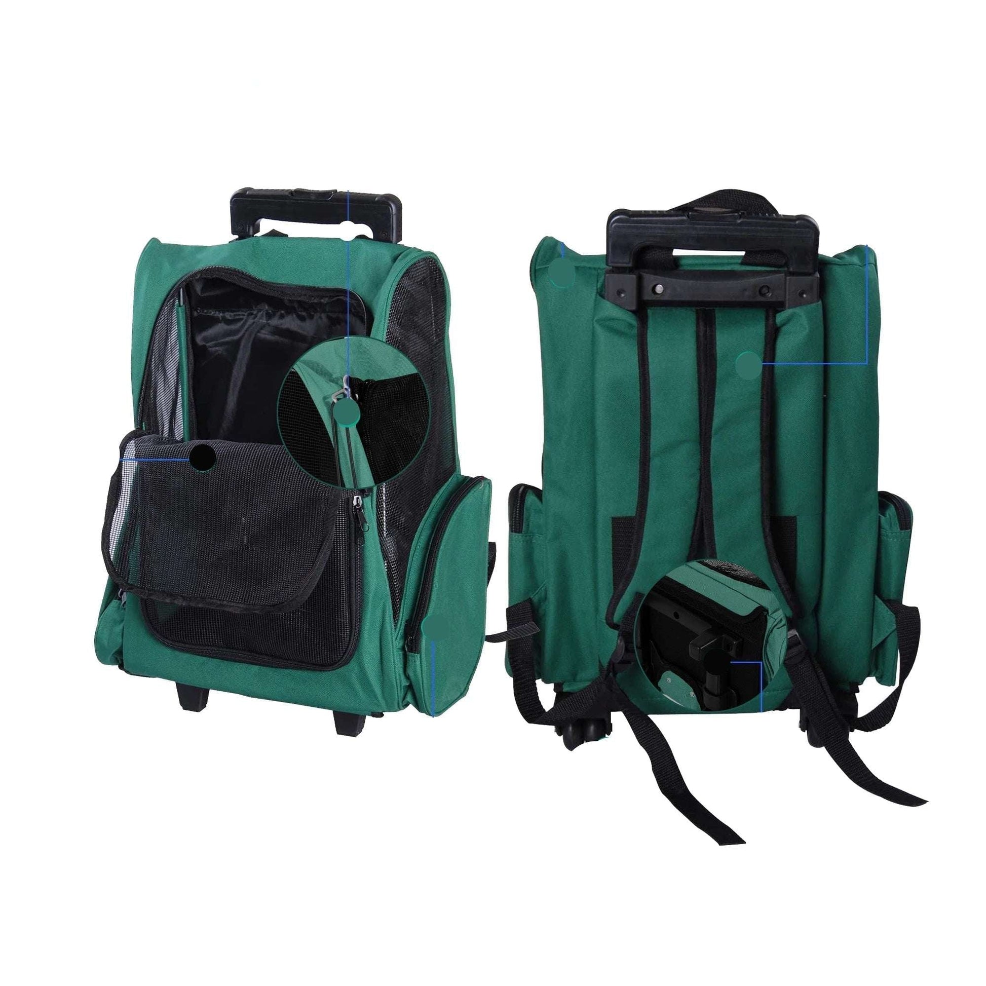 Valise à roulettes et sac à dos pour chien et chat - Sac de Transport pour Chat
