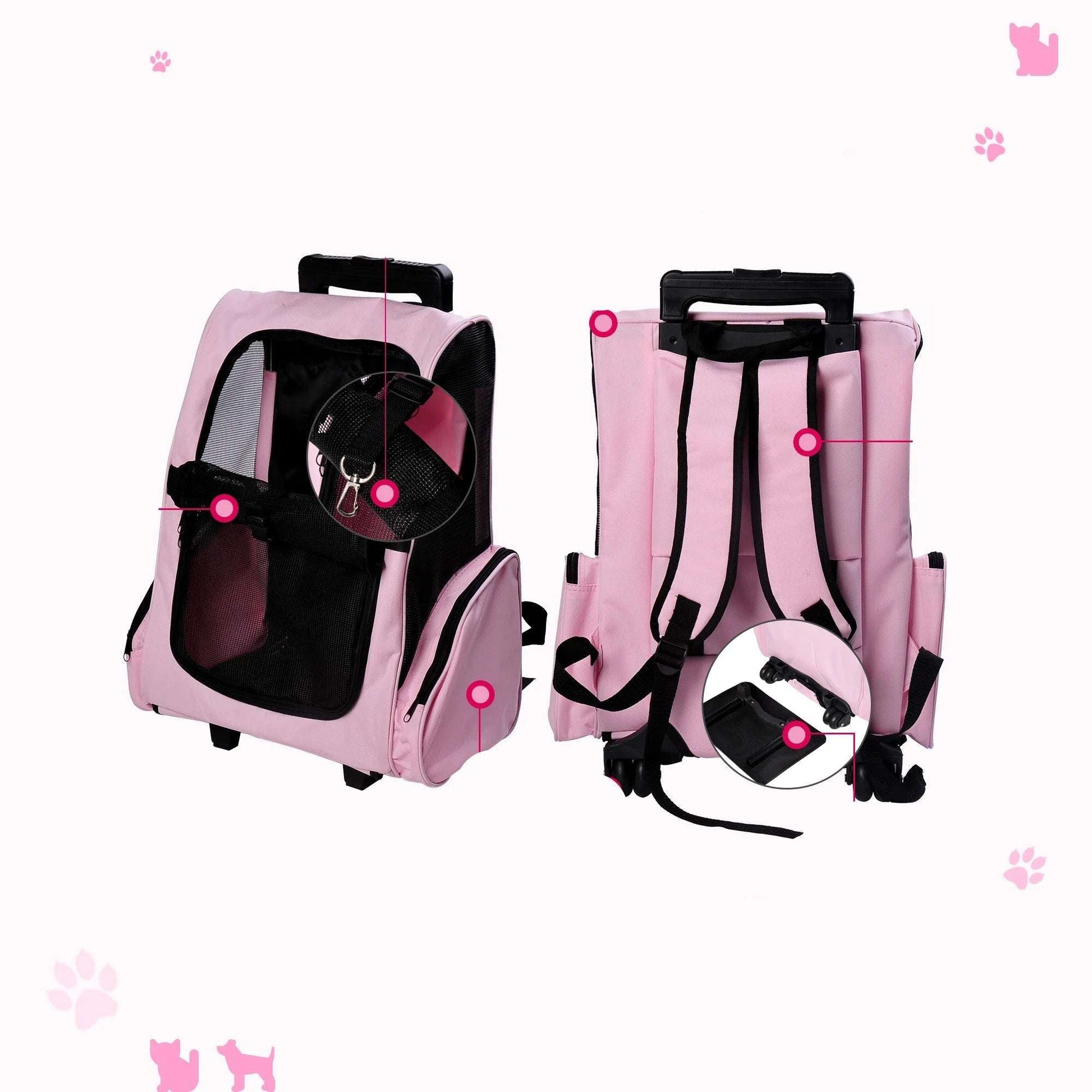Valise à roulettes et sac à dos pour chien et chat - Sac de Transport pour Chat