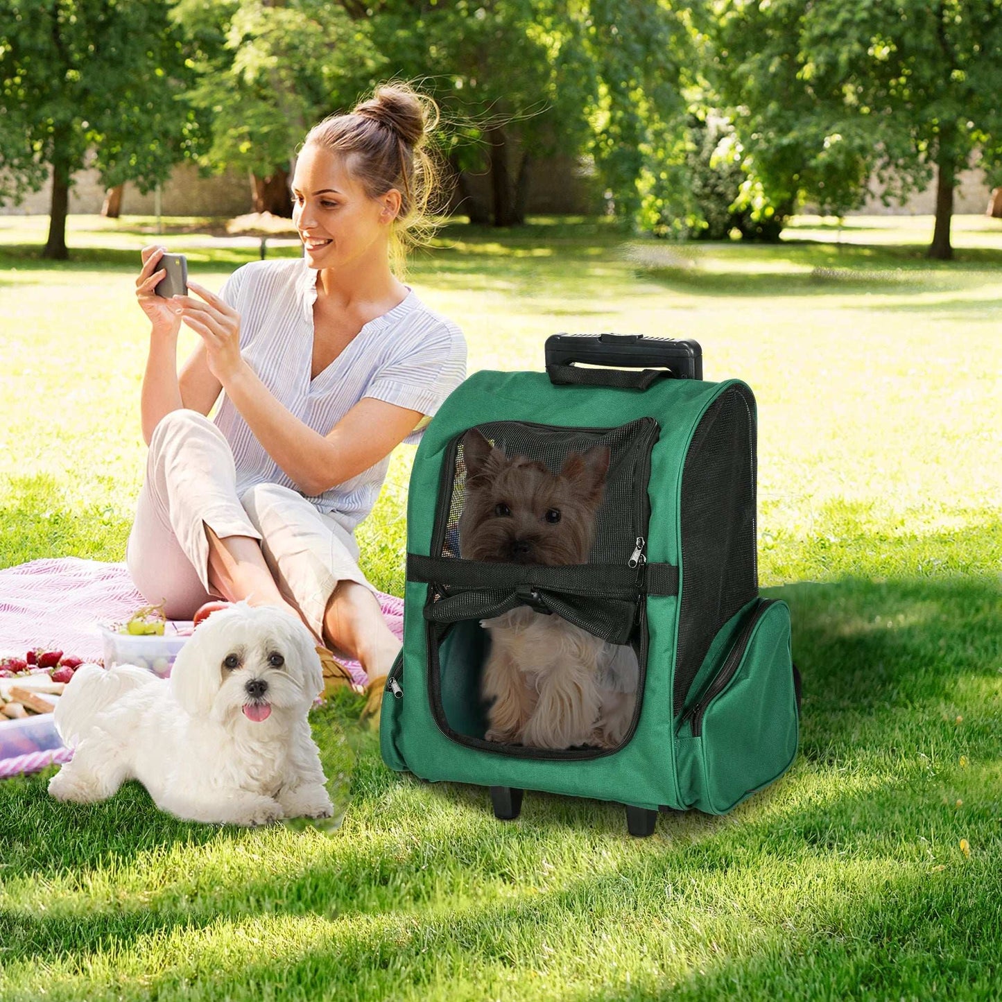 Valise à roulettes et sac à dos pour chien et chat - Sac de Transport pour Chat